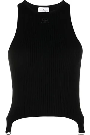 Courrèges Logo-patch sleeveless knit top