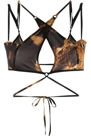 KNWLS Glimmer tie-detail crop top
