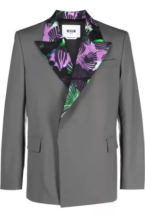 Msgm Men Blazers - Floral-detail single-breasted blazer