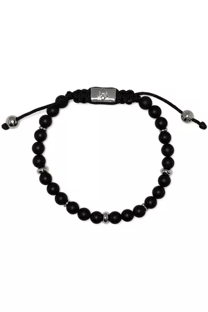 Nialaya Men Bracelets - Onyx-bead drawstring bracelet