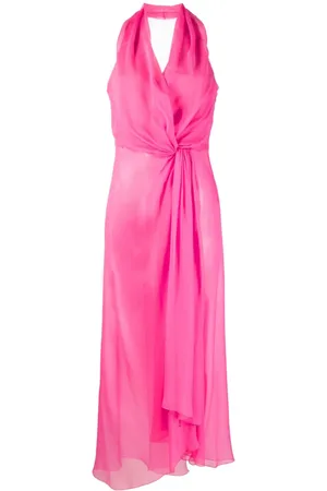Alberta Ferretti Knotted halterneck silk top