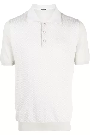 Kiton Diamond-pattern cotton polo shirt