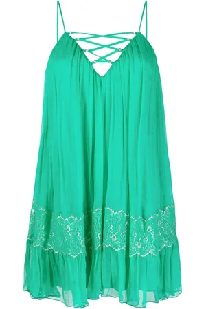 NISSA Strap-detail silk mini dress