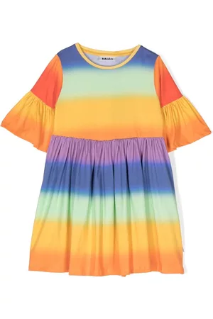 Molo Rainbow-print ruffle-detailing dress