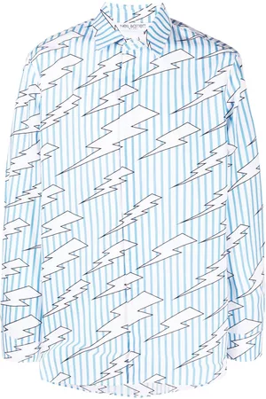 Neil Barrett Lightning-print striped cotton shirt