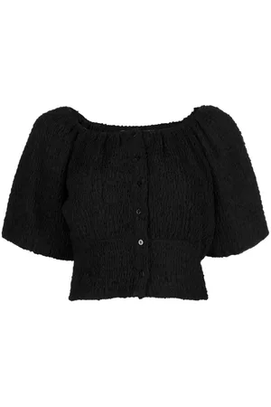 tout a coup Cloqué-effect ballon-sleeve top