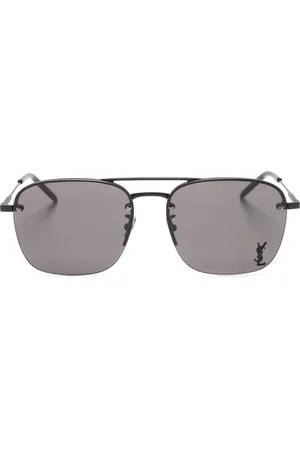 Saint Laurent Logo-plaque square-frame sunglasses