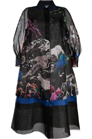SHIATZY CHEN See-through printed silk coat