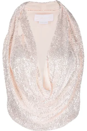 GENNY Sequin-embellished draped top