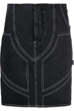 OFF-WHITE Contrast-stitch denim skirt