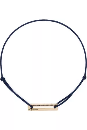 Le Gramme 18kt yellow gold 2,5g black diamond cord bracelet
