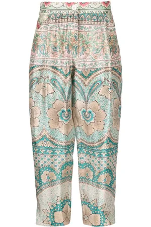 PIERRE-LOUIS MASCIA Graphic-print cropped silk trousers