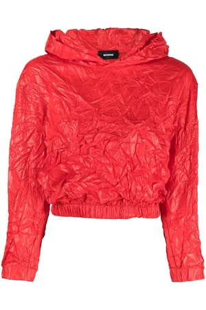 We11 Done Crinkle-effect cropped hoodie