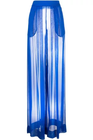 LAQUAN SMITH High-rise wide-leg silk trousers