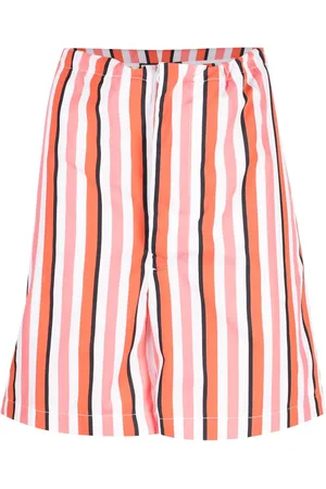 Plan C Striped drawstring cotton bermuda shorts