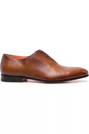 santoni Men Shoes - Almond-toe leather derby shoes