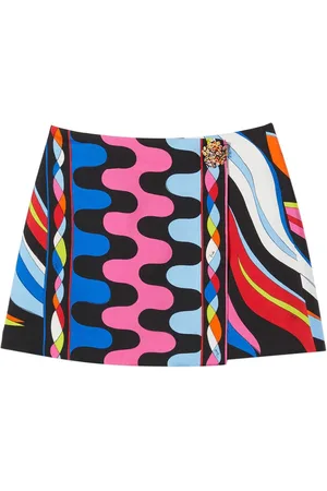 Puccini Fiamme-print silk miniskirt