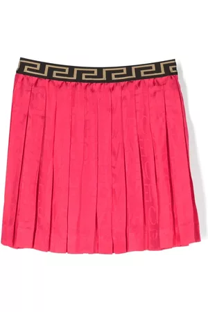 VERSACE Girls Skirts - Debossed-logo pleated mini skirt