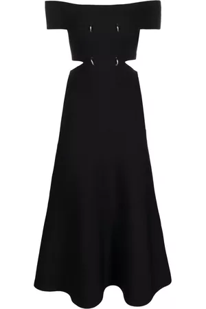 Alexander McQueen Off-shoulder flared midi dress