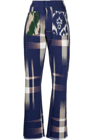 PIERRE-LOUIS MASCIA Pantaloni Drappa patchwork straight-leg jeans