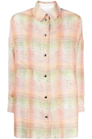 IRO Bouclé-effect checkered shirt