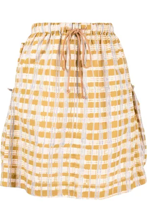 Story Check-print drawstring skirt