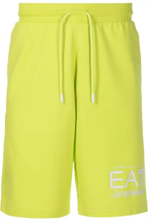 EA7 Men Bermudas - Logo-print cotton track shorts