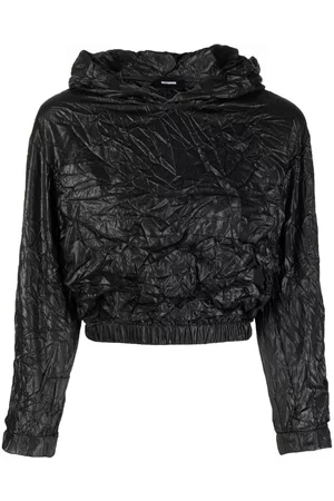 We11 Done Crinkle-effect cropped hoodie