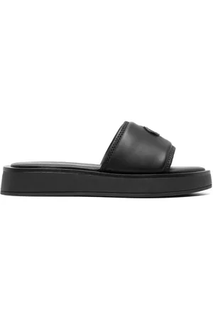 Calvin Klein Women Sandals - Logo-plaque leather slides
