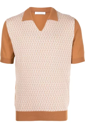 Cruciani Men Polo Shirts - Geometric-pattern cotton polo shirt