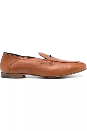 Pollini Men Loafers - Logo-plaque nappa leather loafers