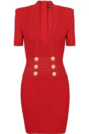 Balmain V-neck knitted dress