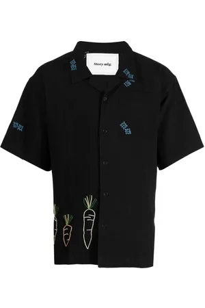Story Embroidered-motif cotton-linen blend shirt