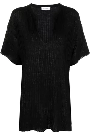 Rodebjer Split-neck fine-ribbed top