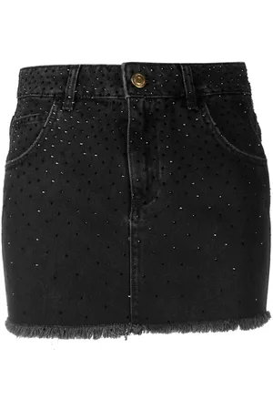 BLUMARINE Rhinestone-embellished denim skirt