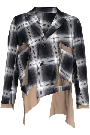 Sulvam Asymmetric plaid-check blazer