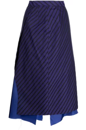 Sulvam Raw-hem striped skirt