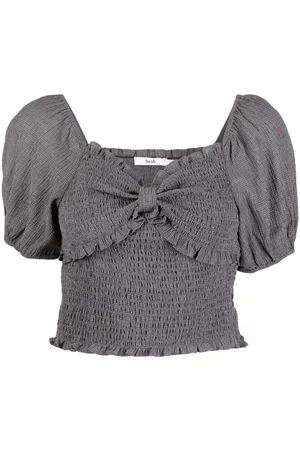 B+AB Sweetheart-neck short-sleeve blouse