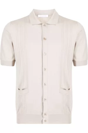 Cruciani Men Polo Shirts - Pointelle-knit cotton polo shirt