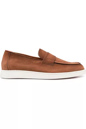 santoni Men Loafers - Slip-on leather loafers