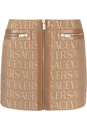 VERSACE Allover leather-trim miniskirt