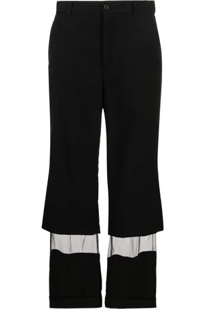 NOIR KEI NINOMIYA Tulle-panel cropped wool trousers