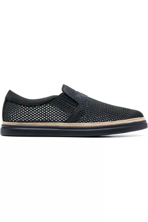 Casadei Men Sneakers - Nabuk debossed-logo leather sneakers