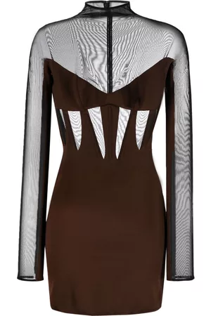 MUGLER Sheer-panelled corset minidress