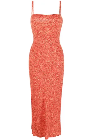 ROTATE Floral-print slip midi dress