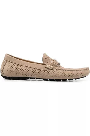 Casadei Men Loafers - Nabuk perforated-detailing suede loafers