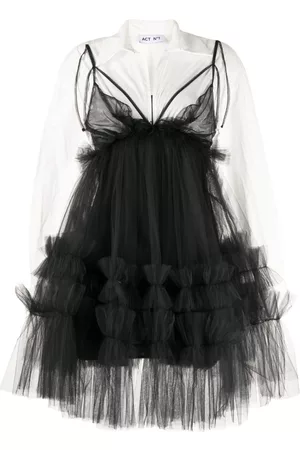 ACT N°1 Layered ruffled shirt dress