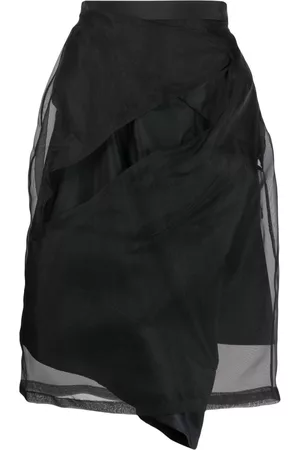 UNDERCOVER High-waisted asymmetric tulle skirt