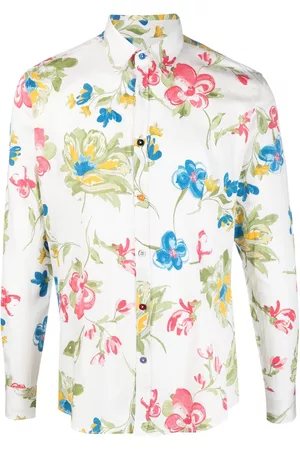 D.A. Daniele Alessandrini Men Long sleeves - Floral-print long-sleeved cotton shirt