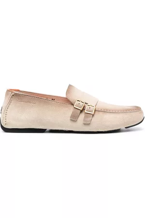 santoni Embossed-logo suede Monk shoes